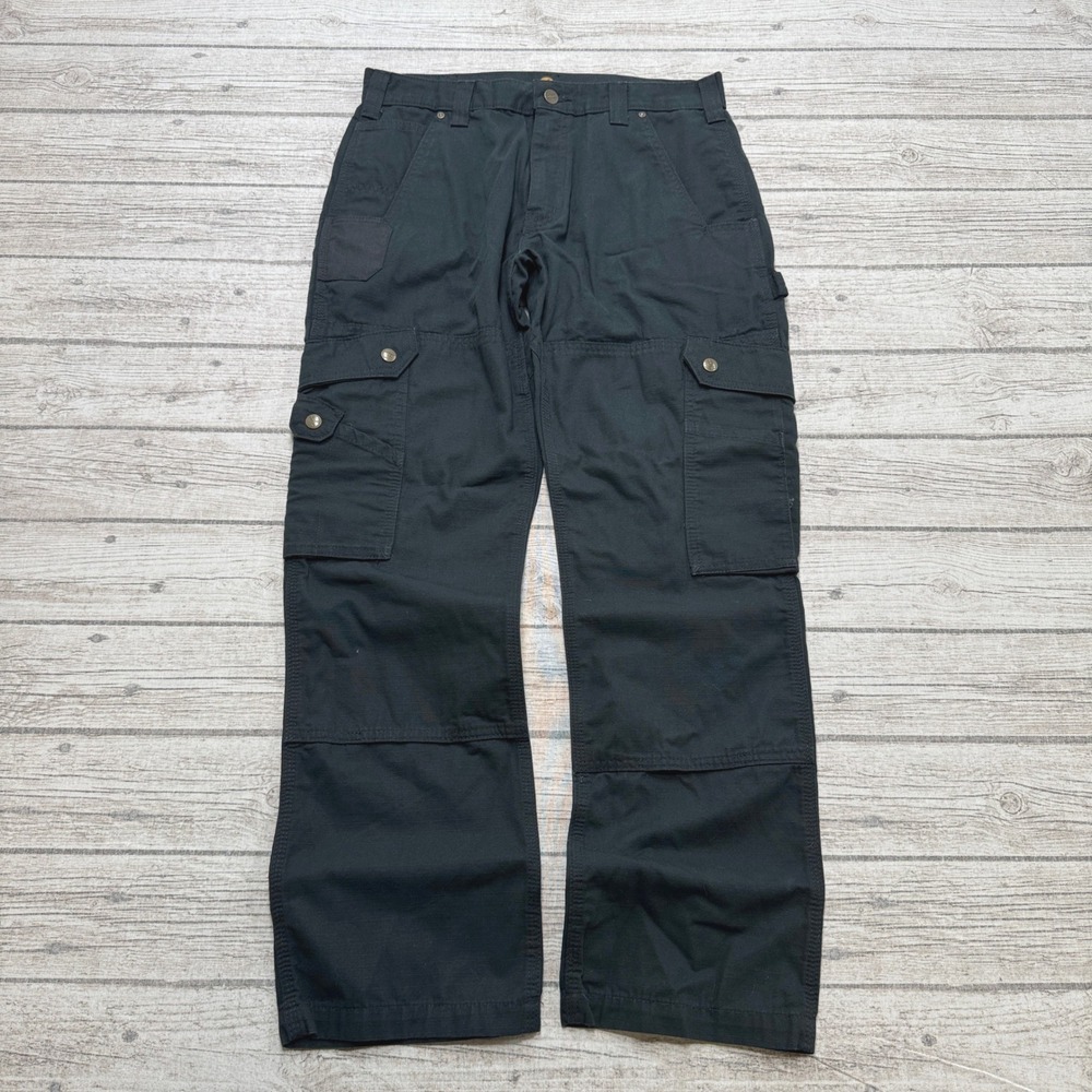 Carhartt Cargo Pants Men's 32x30 Black Relaxed Carpenter Ripstop Cotton Workwear